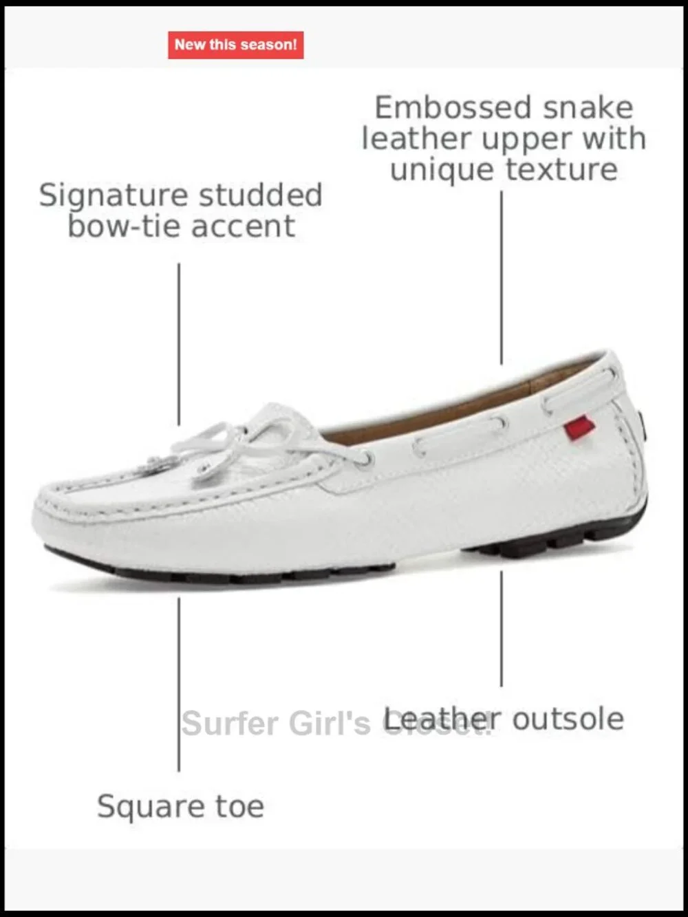 Embossed Snake Leather Loafers, Square Toe, Pull-On, Flat Heel